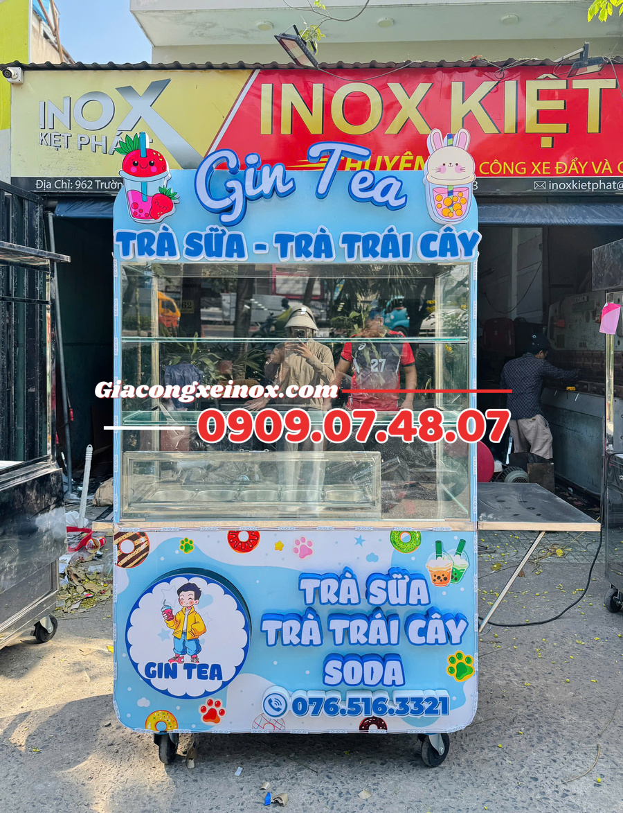 Xe trà sữa mẫu xanh biển - 1M2 Xe trà sữa mẫu xanh biển - 1M2 1