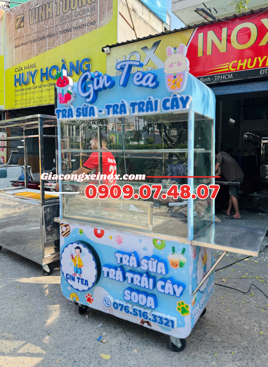 Xe trà sữa mẫu xanh biển - 1M2 Xe trà sữa mẫu xanh biển - 1M2 2
