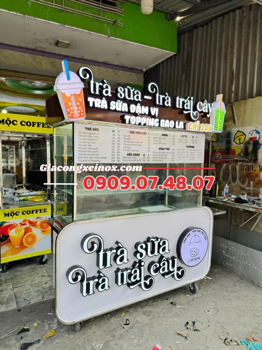 Xe trà sữa màu trắng 2025 - 1M4 Xe trà sữa - trà trái cây màu trắng 2025 - 1M4 2
