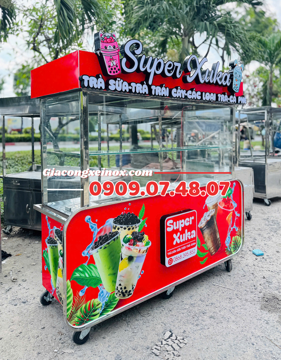 Xe Trà Sữa - Cà Phê - Trái Cây màu đỏ 2025 -1M8 -2