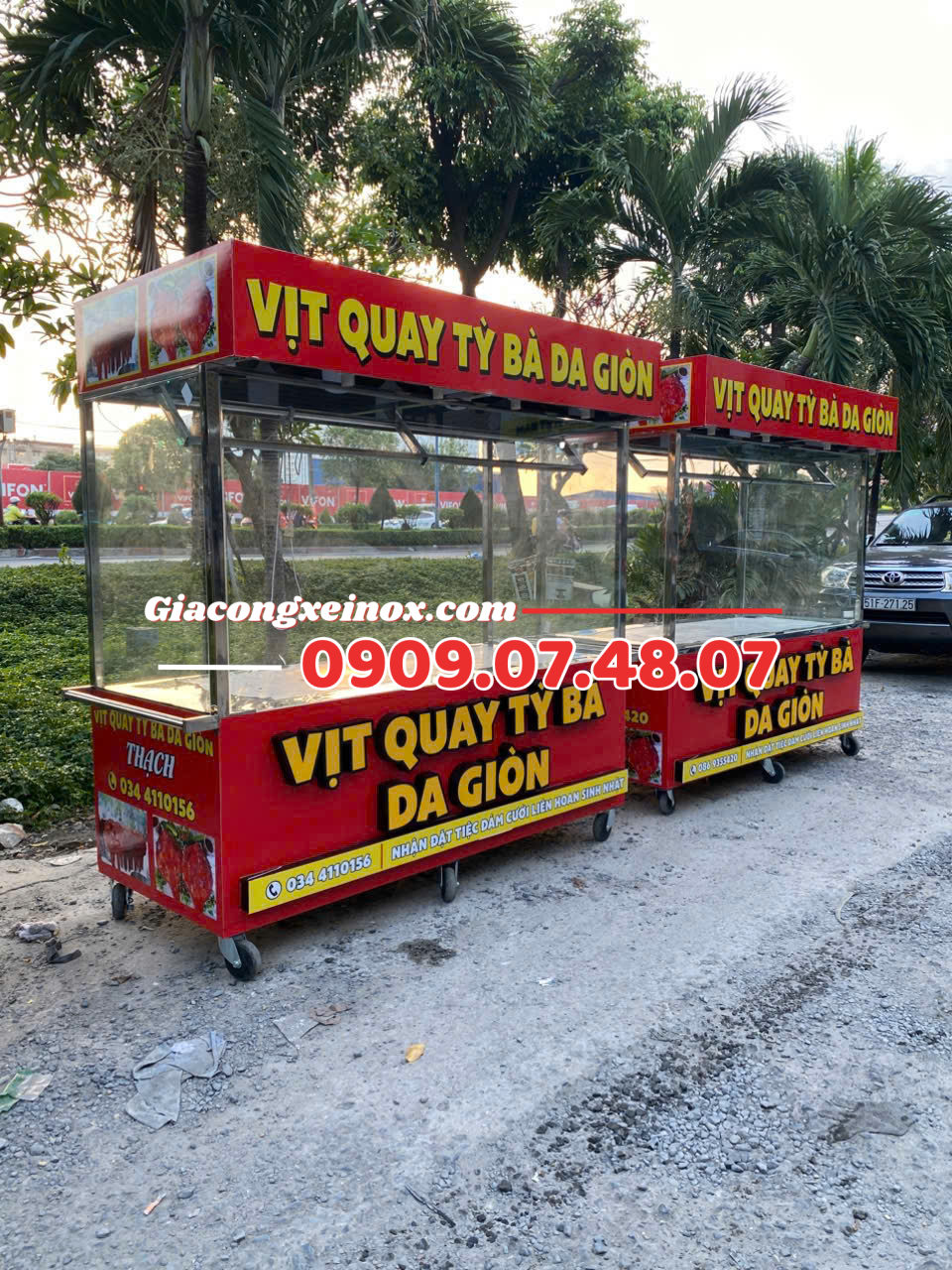 Xe Vịt Quay Tỳ Bà 2M Inox Cao Cấp Xe Inox Vịt Quay Tỳ Bà 2M